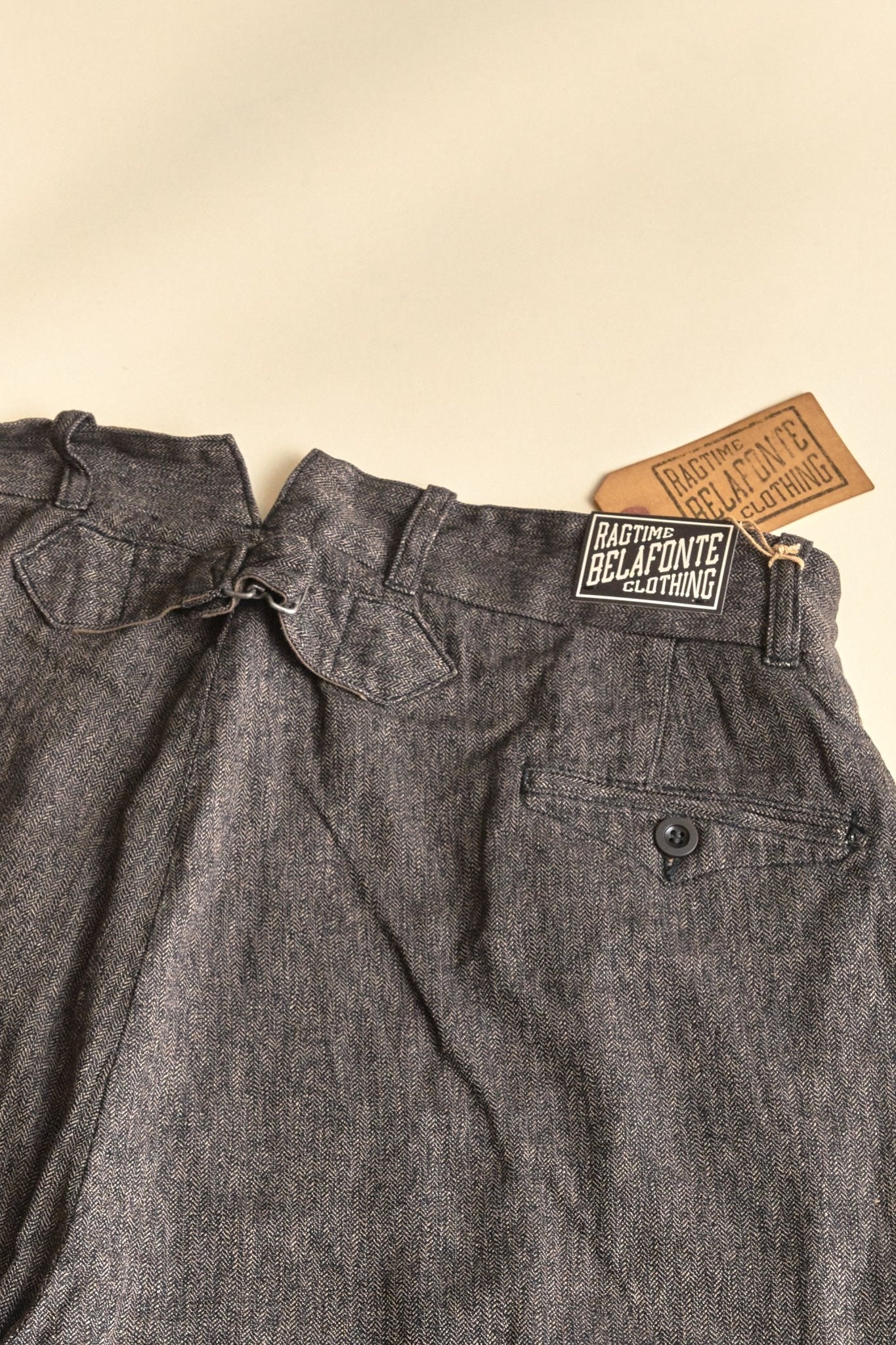 Belafonte Hi Back Trouser Herringbone Cotton / Linen - Smoky Salt 'N' Pepper