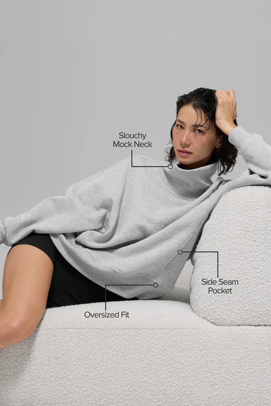 Hazy Mock Neck Pullover - Athletic Heather Grey