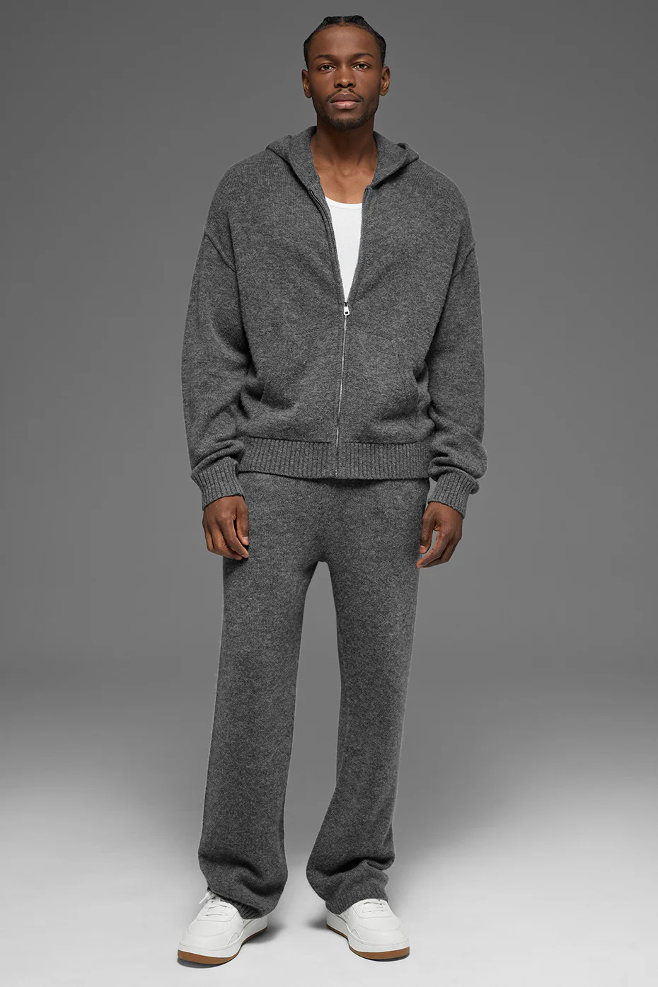 Wool?Cashmere New Class Full Zip Hoodie - Platinum Grey