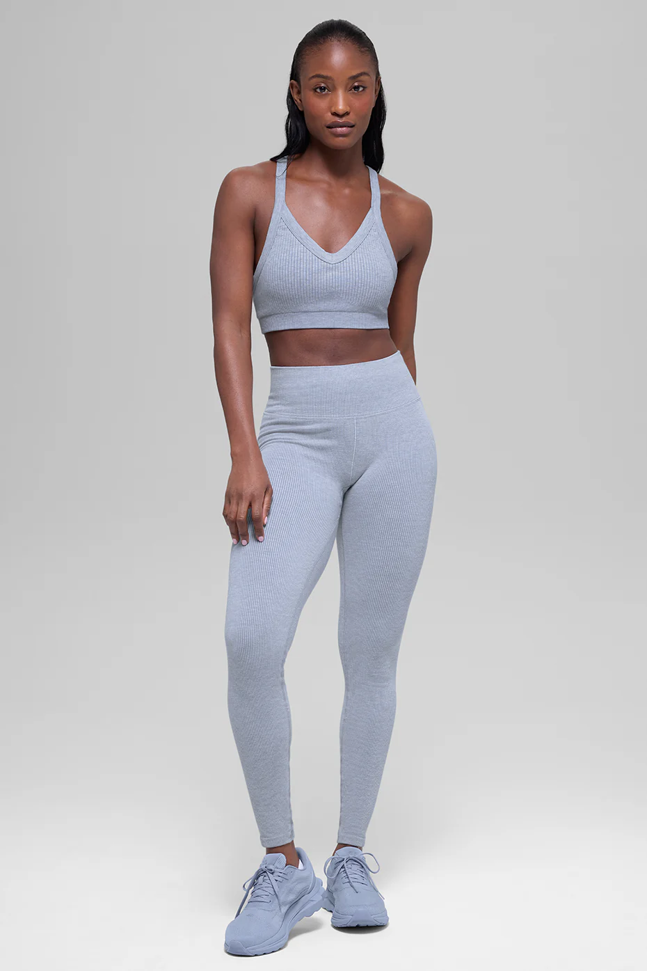 Seamless Two Tone Rib Bra - Winter Frost Heather