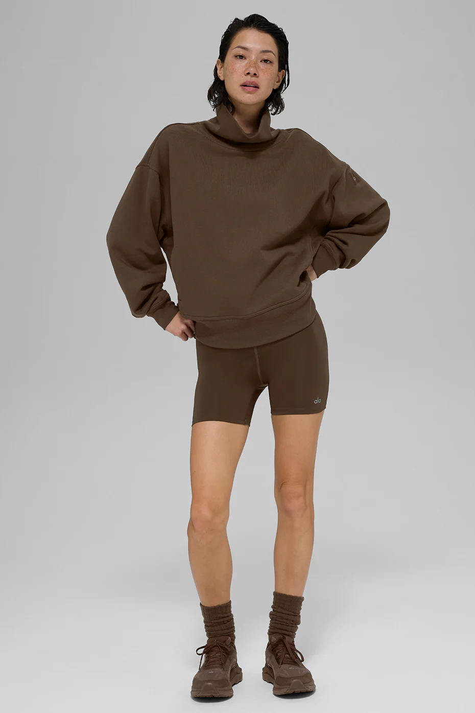 Hazy Mock Neck Pullover - Espresso