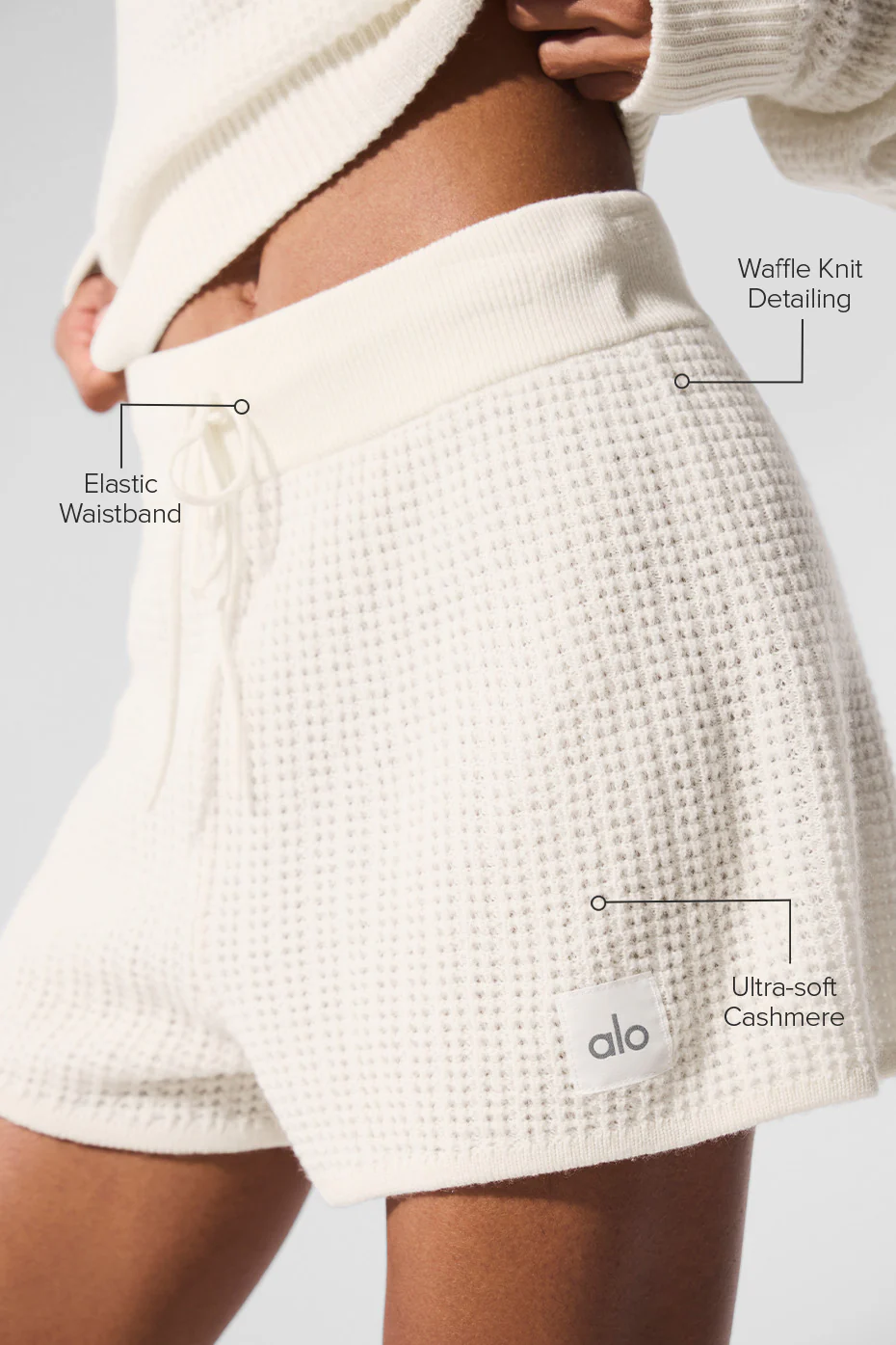 Cashmere High-Waist Plush Waffle Short - Ivory