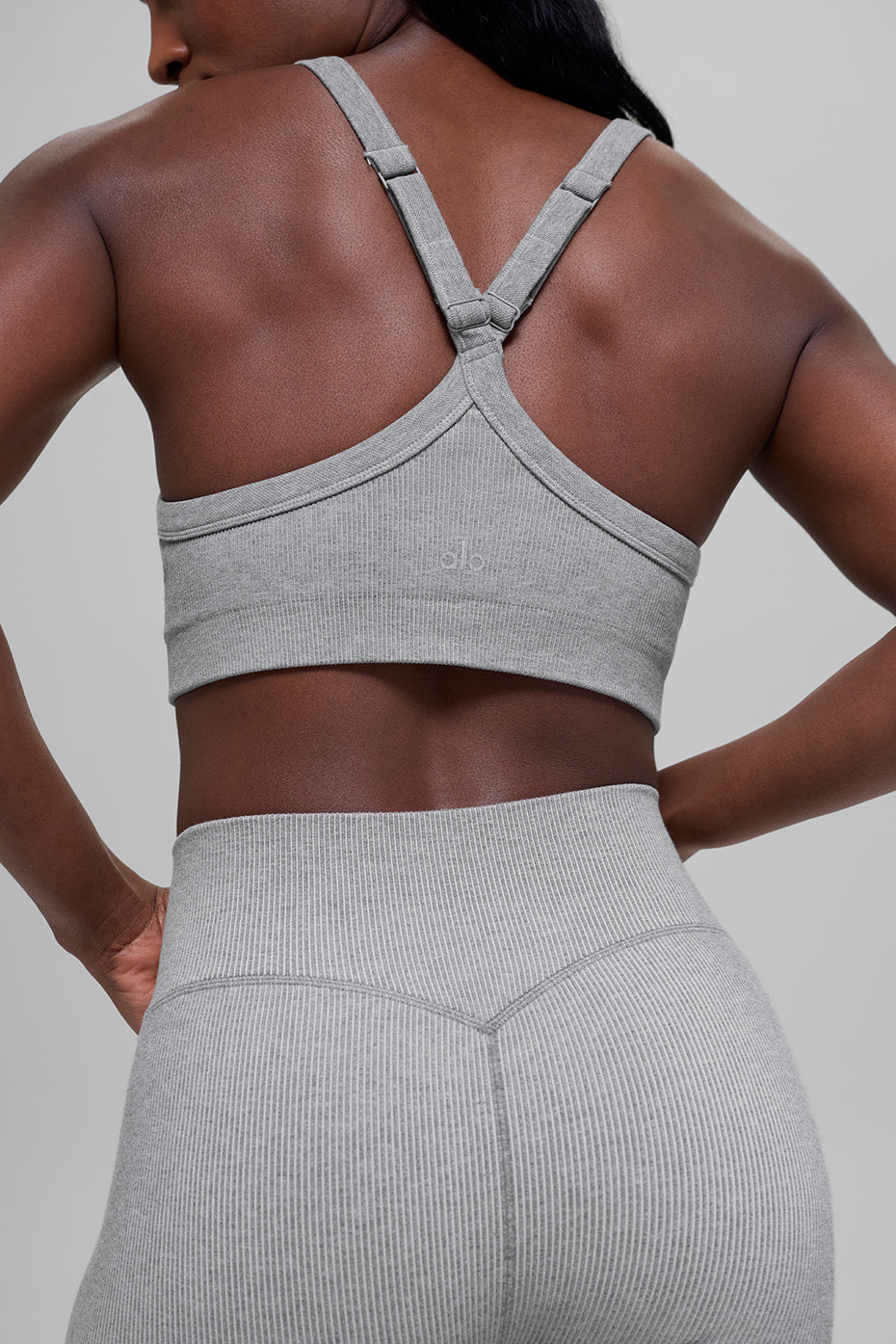 Seamless Two Tone Rib Bra - Light Misty Grey Heather