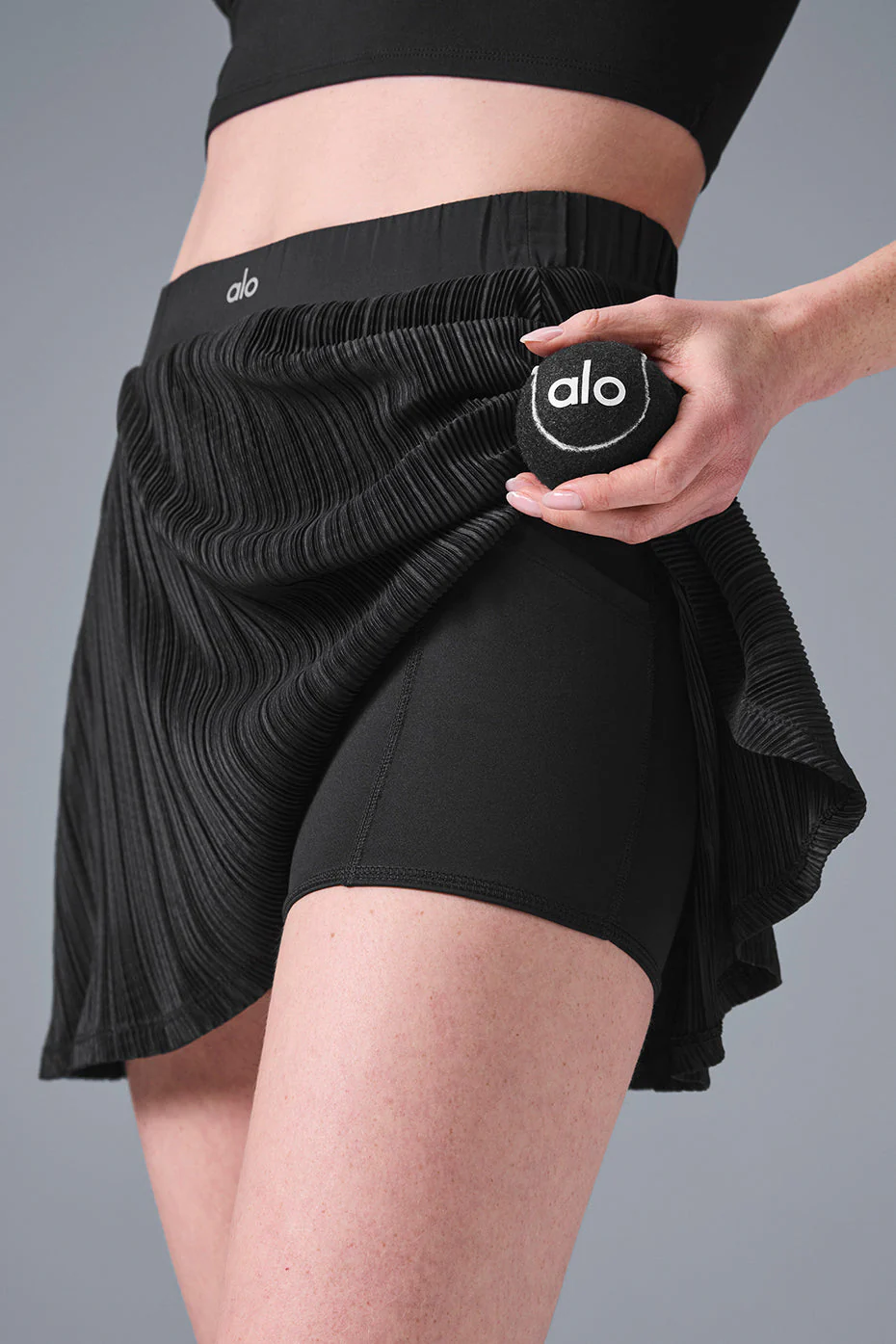 Micro Plisse Tennis Skirt - Black