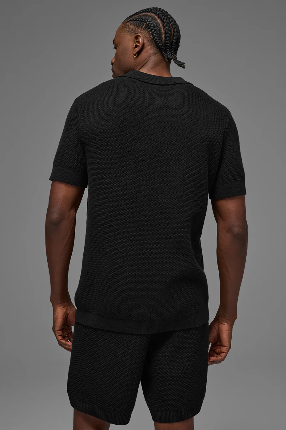 Sports Club Sweater Knit Polo - Black