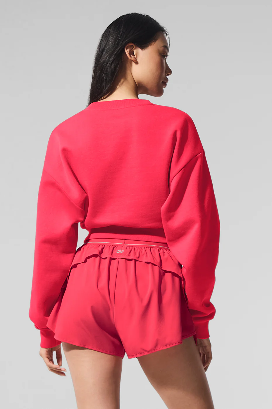 Cropped Accolade Crewneck - Candy Red