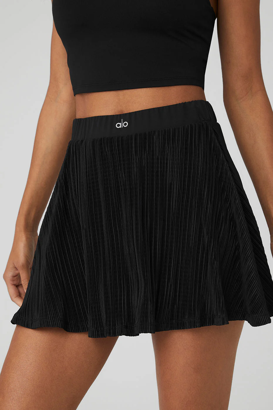 Micro Plisse Tennis Skirt - Black