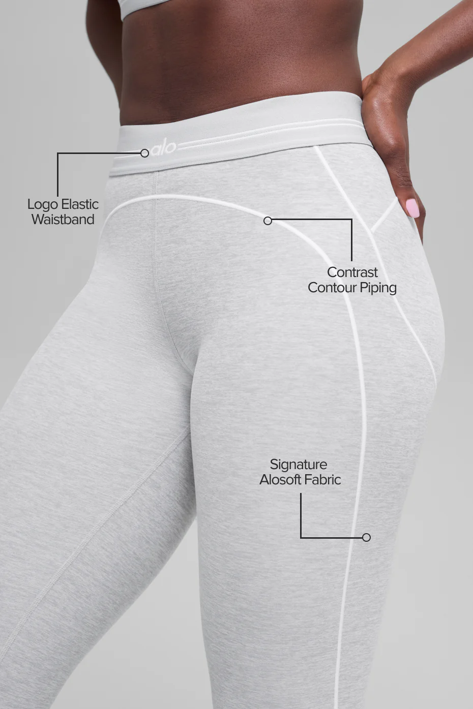 7/8 High-Waist Alosoft Heart Throb Legging - Athletic Heather Grey/White