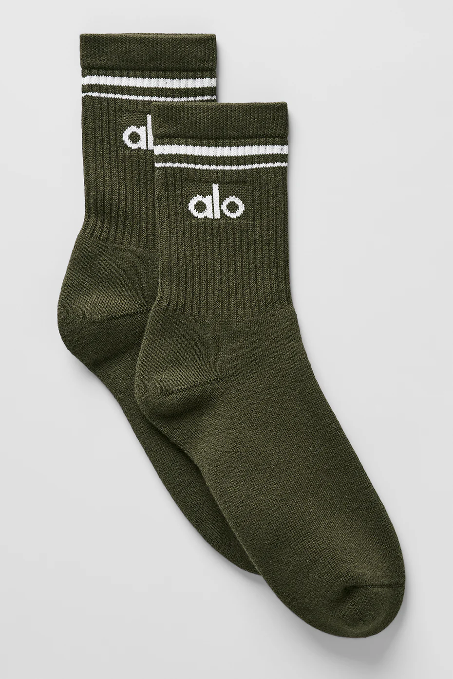 Unisex Half-Crew Throwback Sock - Green Olive/White