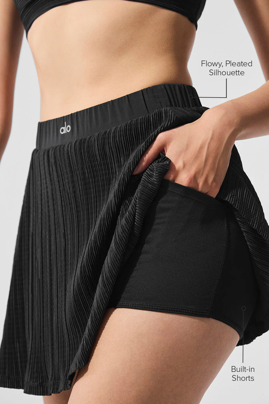 Micro Plisse Tennis Skirt - Black