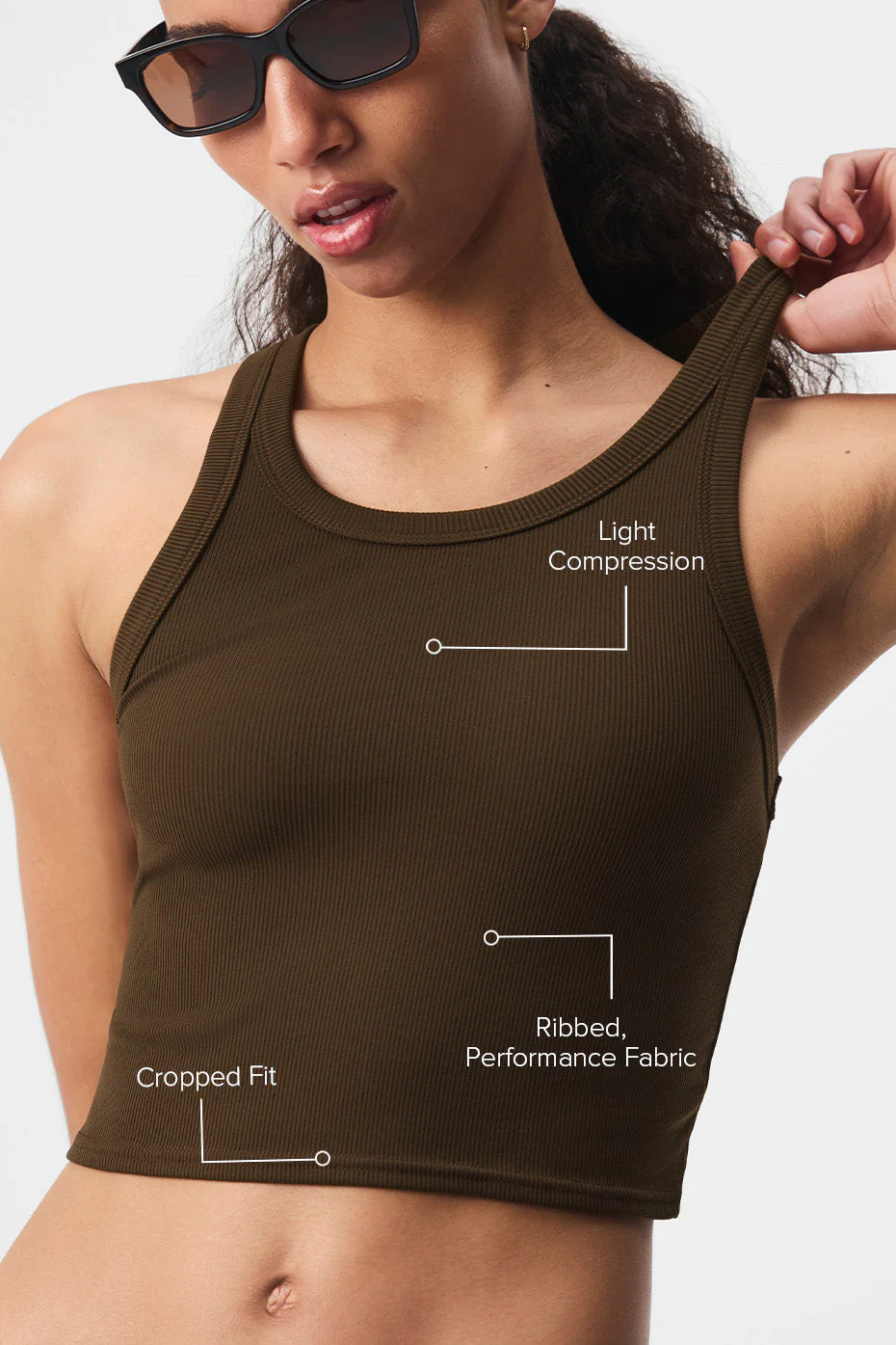 Goddess Ribbed Go-To Tank - Espresso