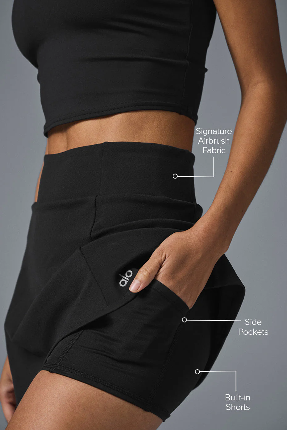 Airbrush High-Waist Good Form Tennis Skirt - Black