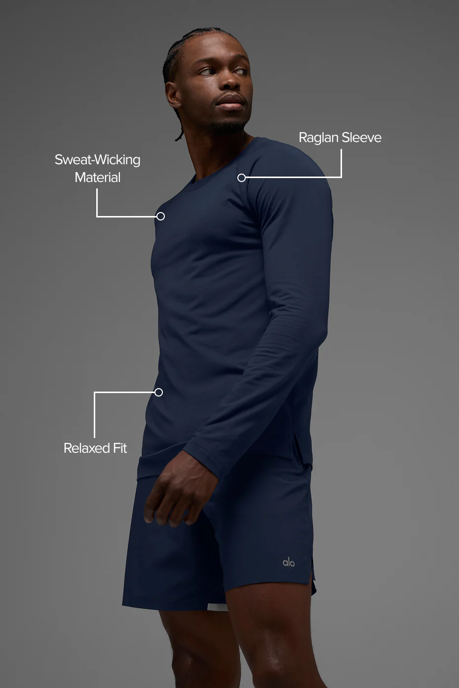 ALO Vapor Crewneck Long Sleeve - Navy