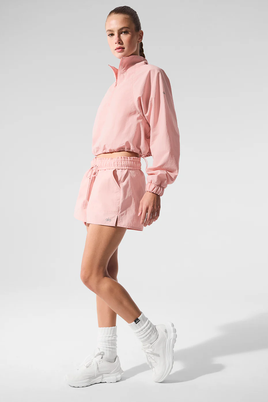 Cropped 1/4 Zip Alumni Pullover - Pink Quartz