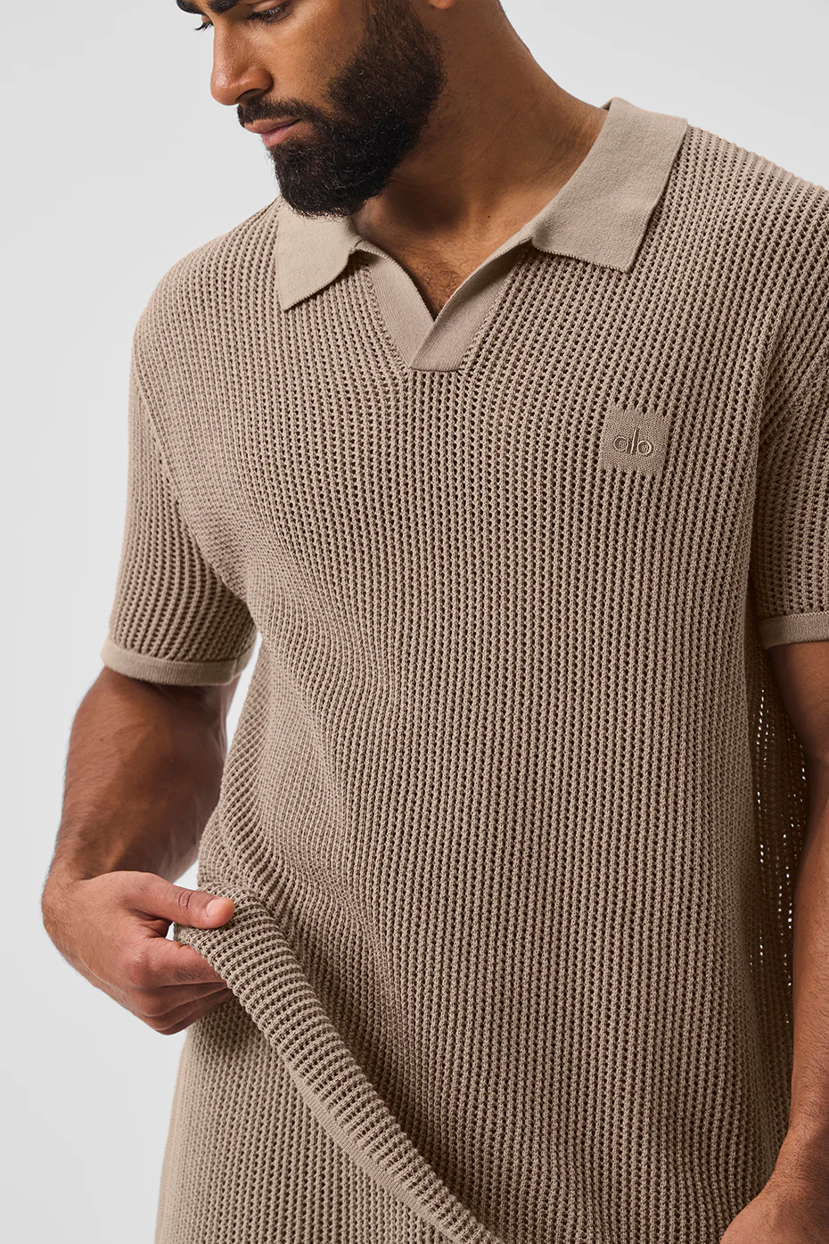 Open-Knit Polo - Gravel