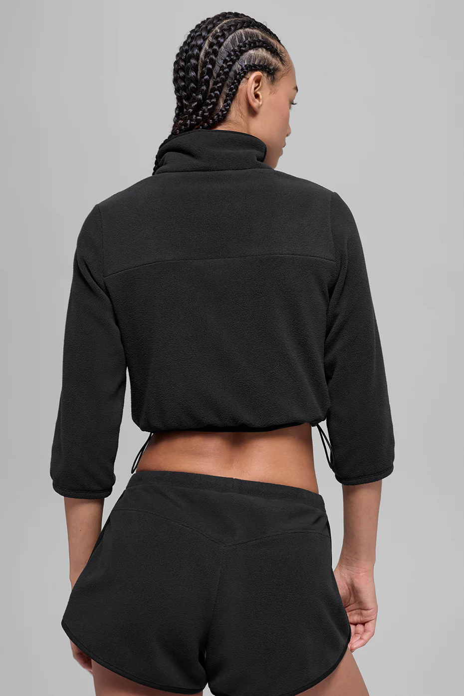 Polar Fleece Retreat Cropped Jacket - Black