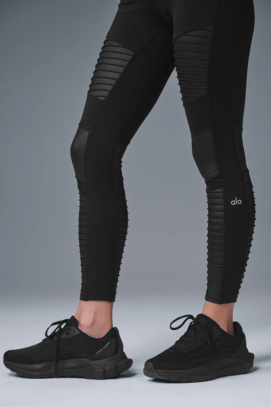 7/8 High-Waist Moto Legging - Black