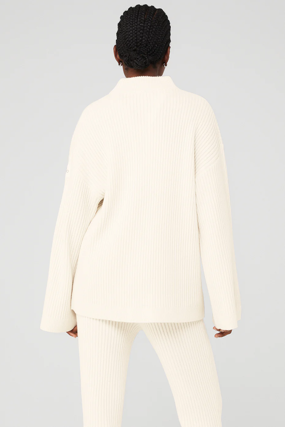 Cashmere Ribbed Winter Dream Mock Neck Coverup - Ivory