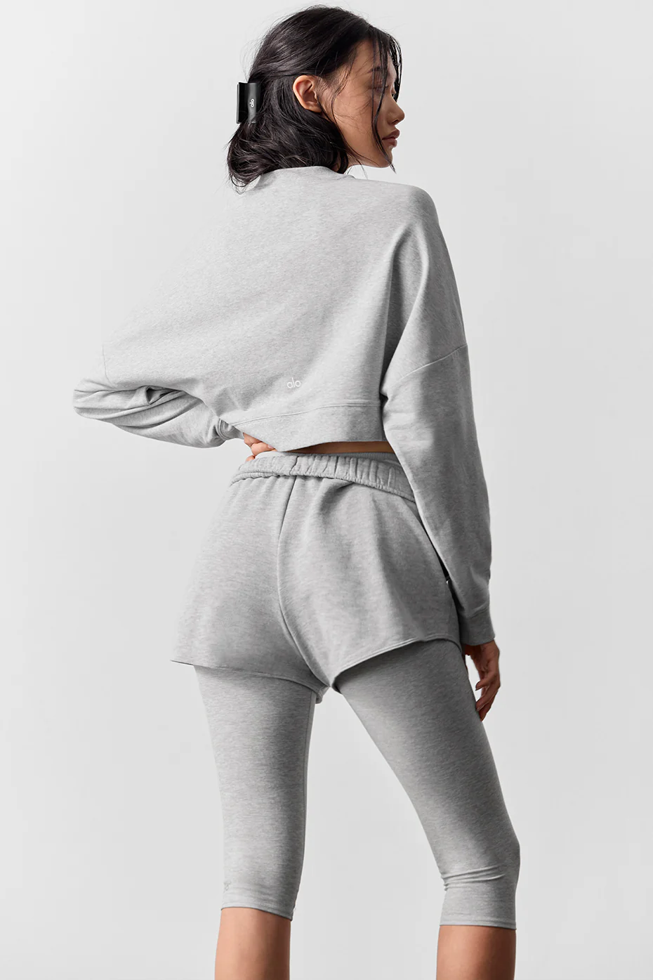 Cropped Sway Crew Neck Pullover - Athletic Heather Grey