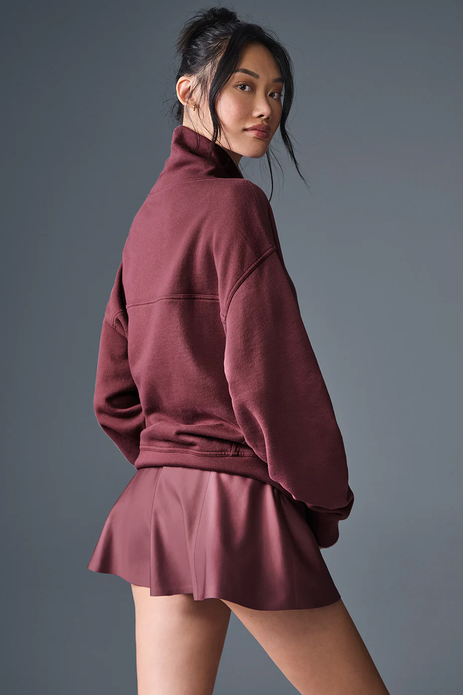 Hazy Mock Neck Pullover - Burgundy Truffle