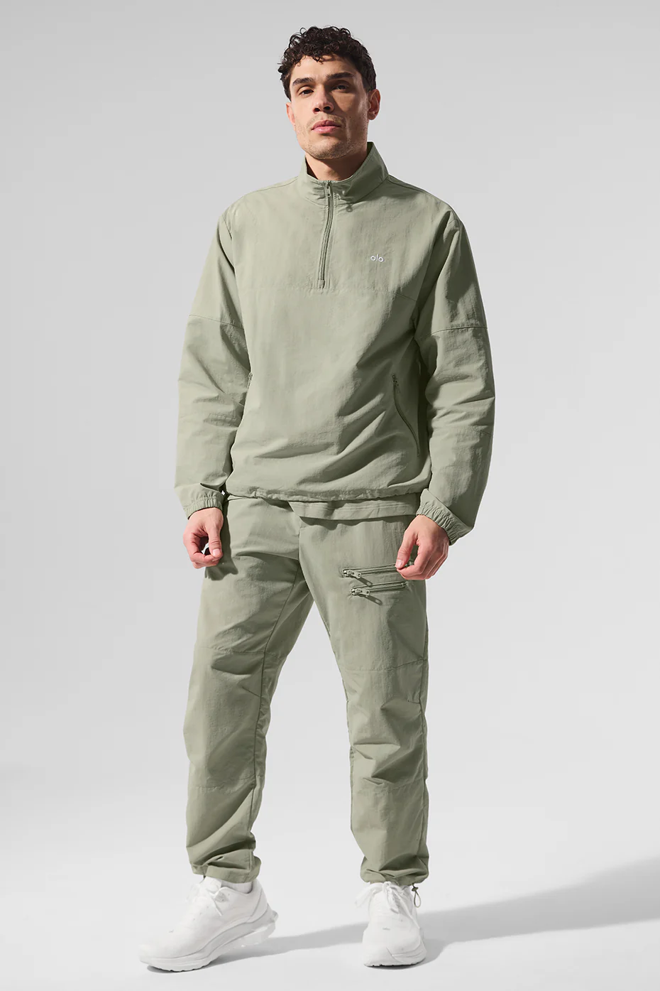 Light Weight Takeaway Track Pullover - Limestone