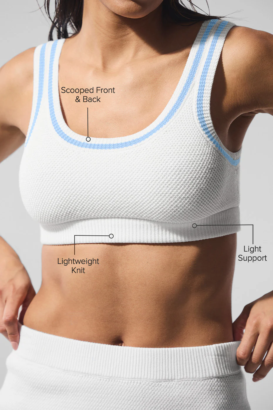 Tennis Club Sweater Knit Bra - White/Seashell Blue