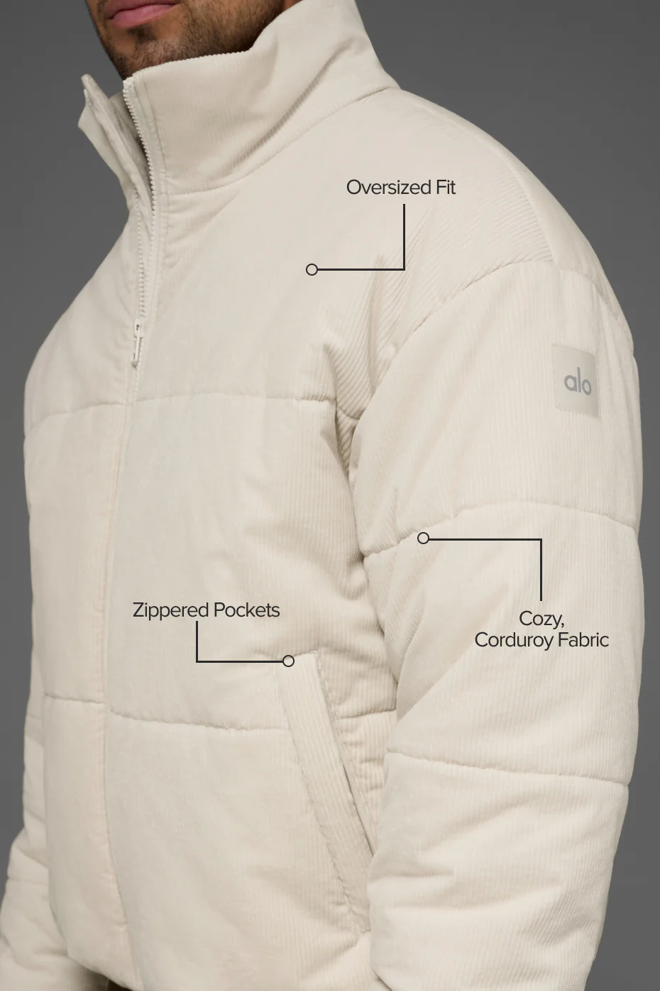 Corduroy Stage Puffer - Bone