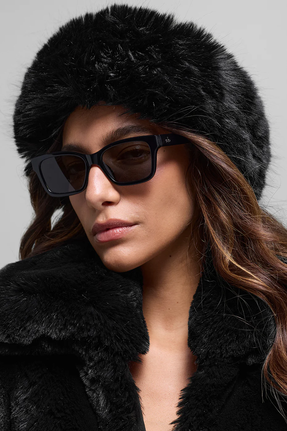 Opulent Faux Fur Wintersun Headband - Black