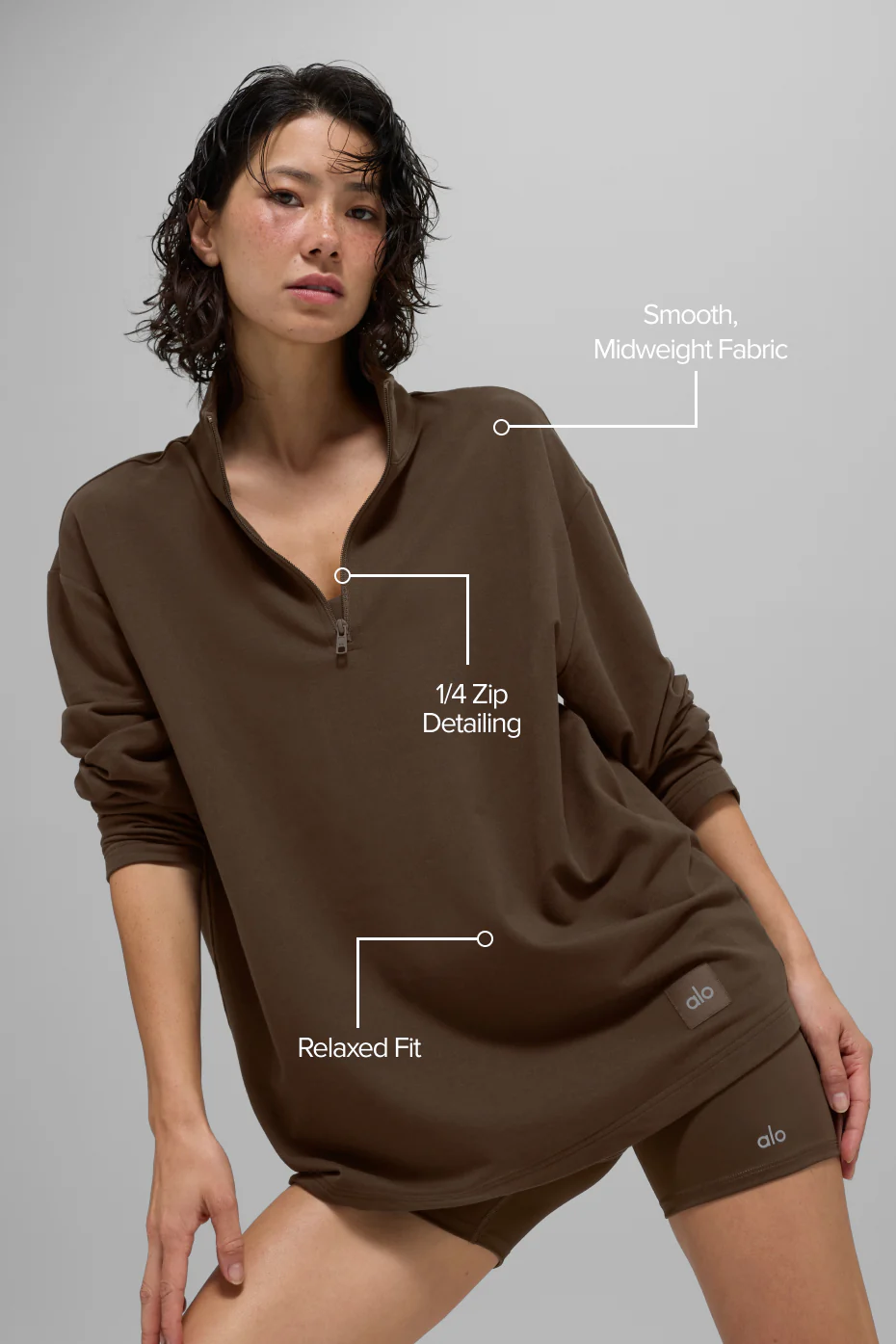 Double Take Long Sleeve 1/4 Zip - Espresso