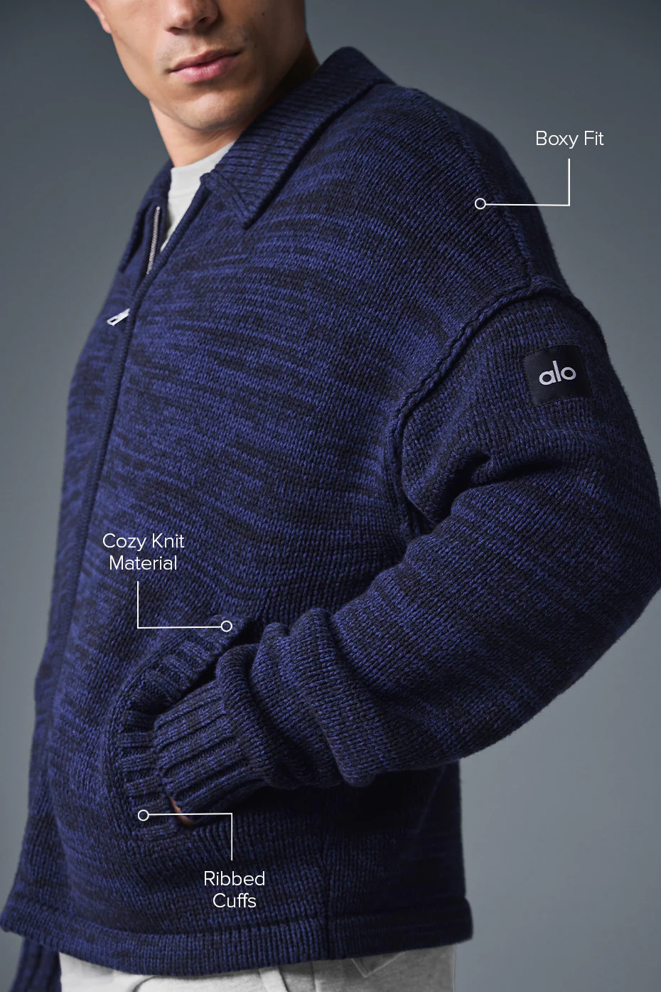 Heritage Full Zip Sweater - Navy Multi