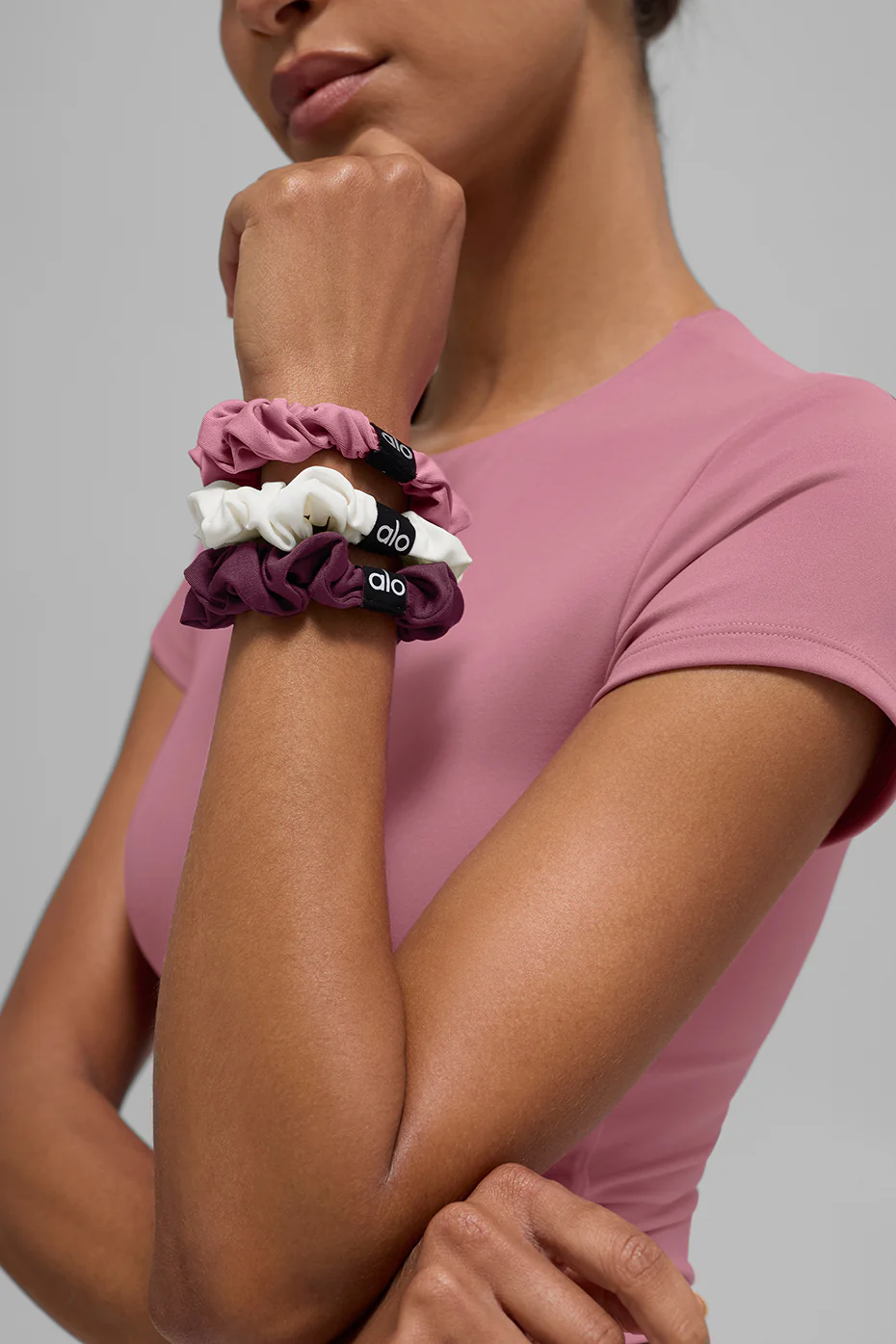 Fresh Mini Scrunchie (3-Pack) - Burgundy/Pink Wild Rose/Ivory