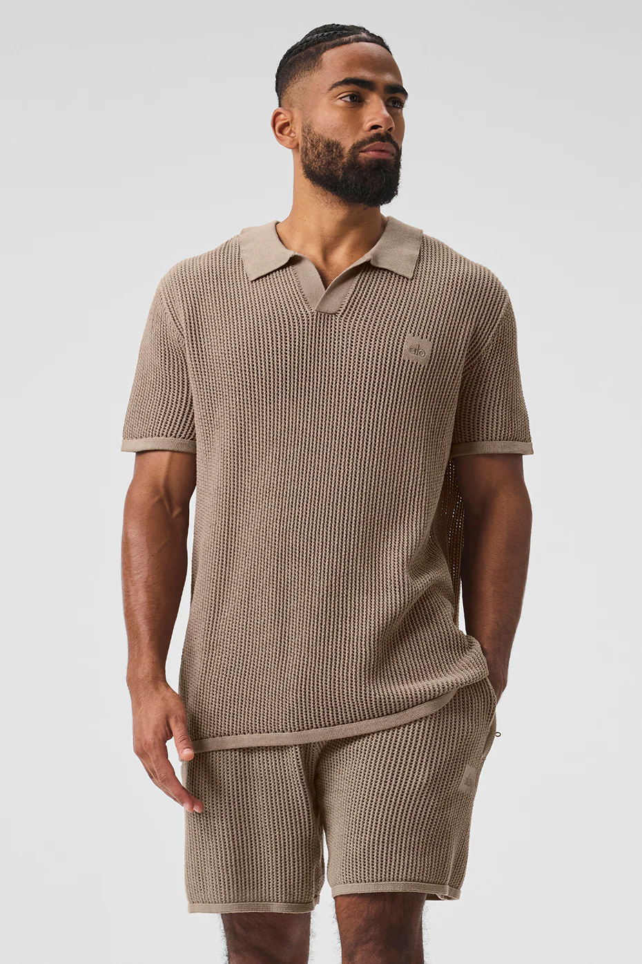 Open-Knit Polo - Gravel