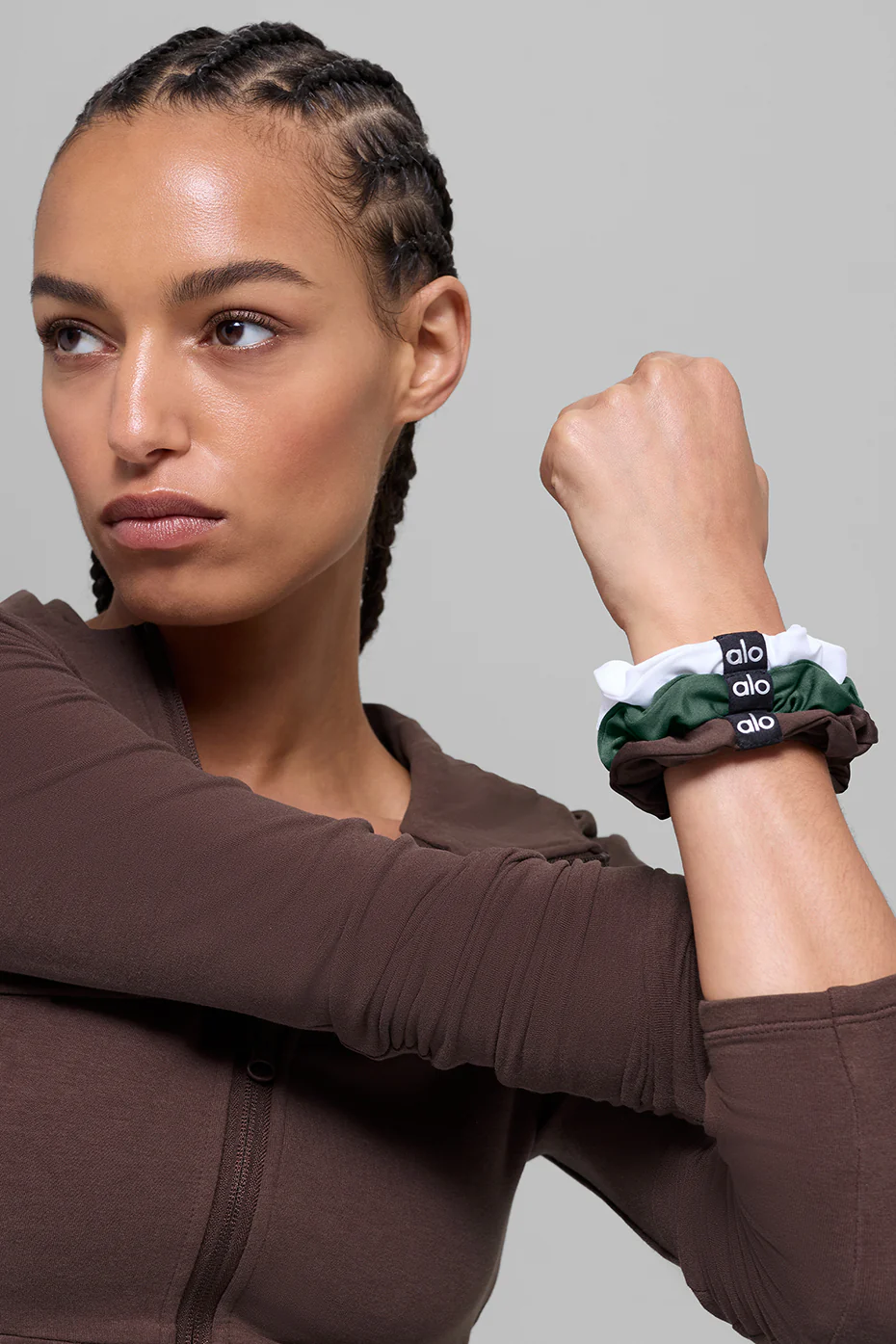 Fresh Mini Scrunchie 3-Pack - Brownstone/White/Clover Green