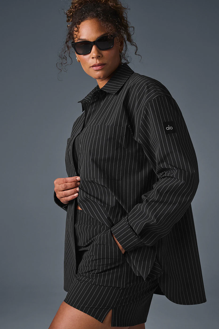 Pinstripe Daylight Button Down Long Sleeve - Black/Titanium