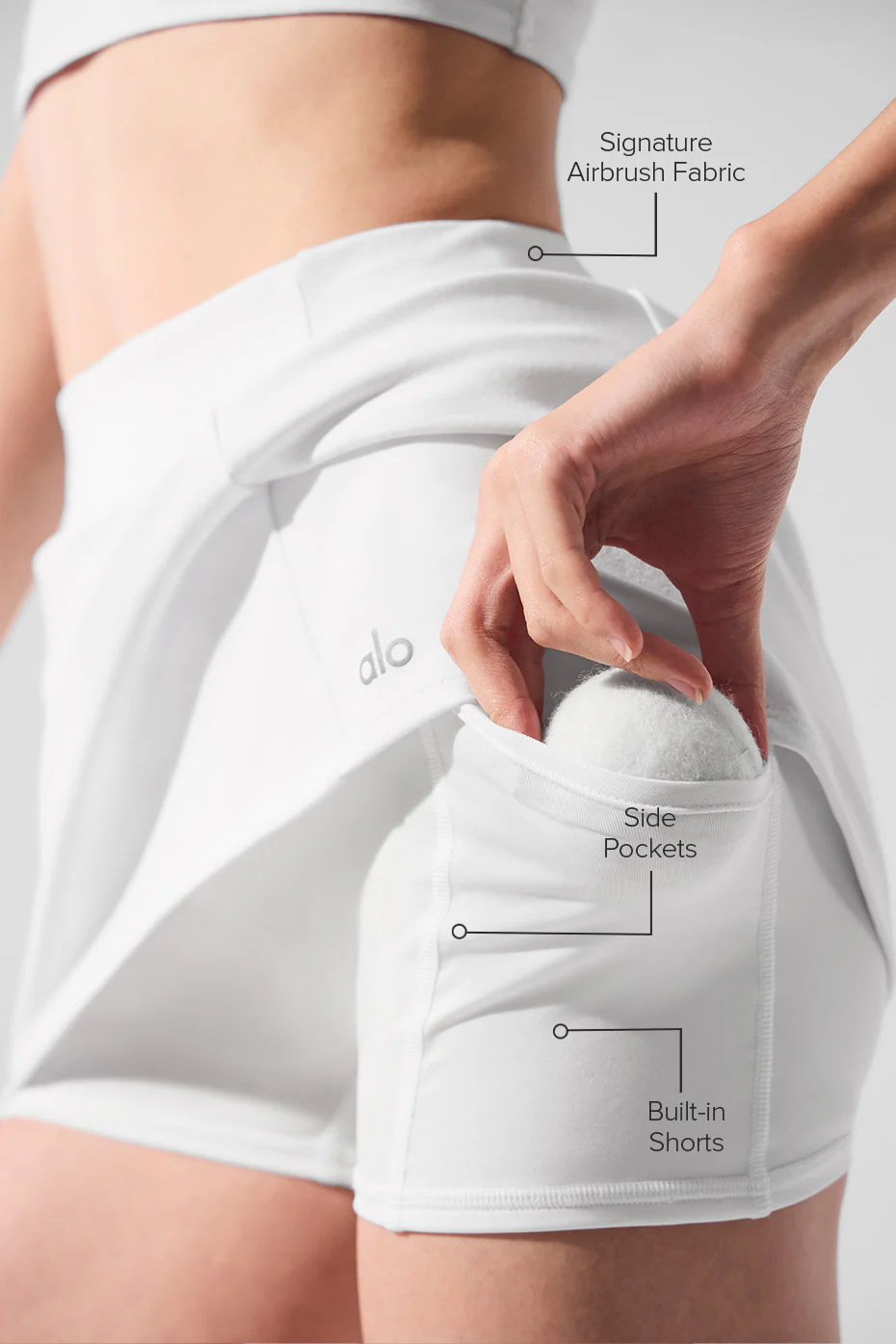 Airbrush High-Waist Good Form Tennis Skirt - White