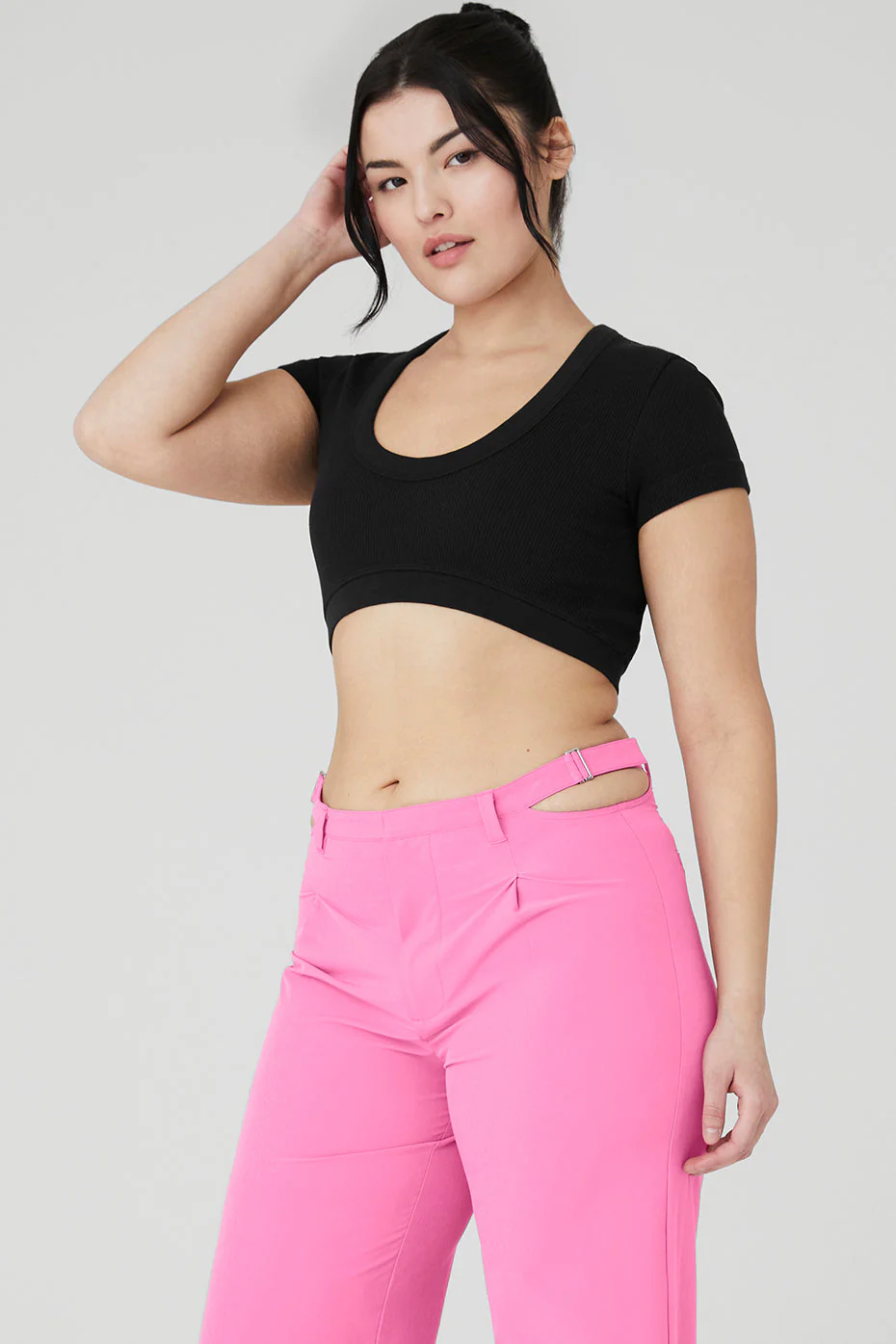 Seamless Ribbed Cropped Serene Short Sleeve - Black