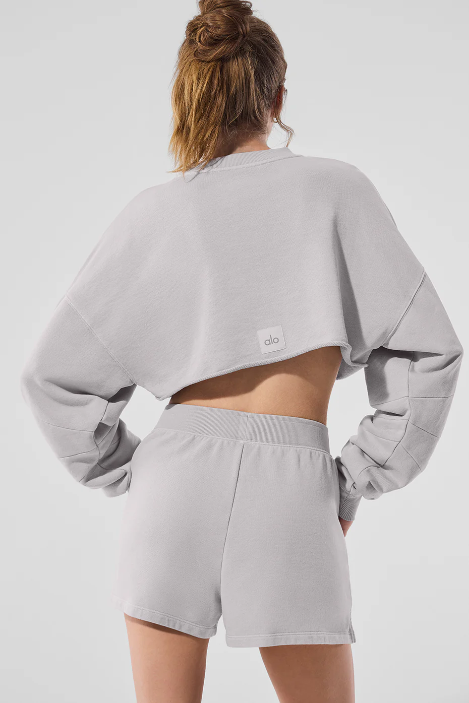 Washed Extreme Cropped Pullover - Grey Sky Wash