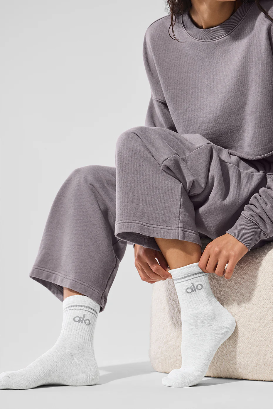 Unisex Half-Crew Throwback Sock - White Heather/Grey