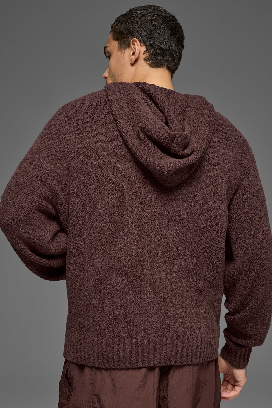 Textured Knit Hoodie - Brownstone