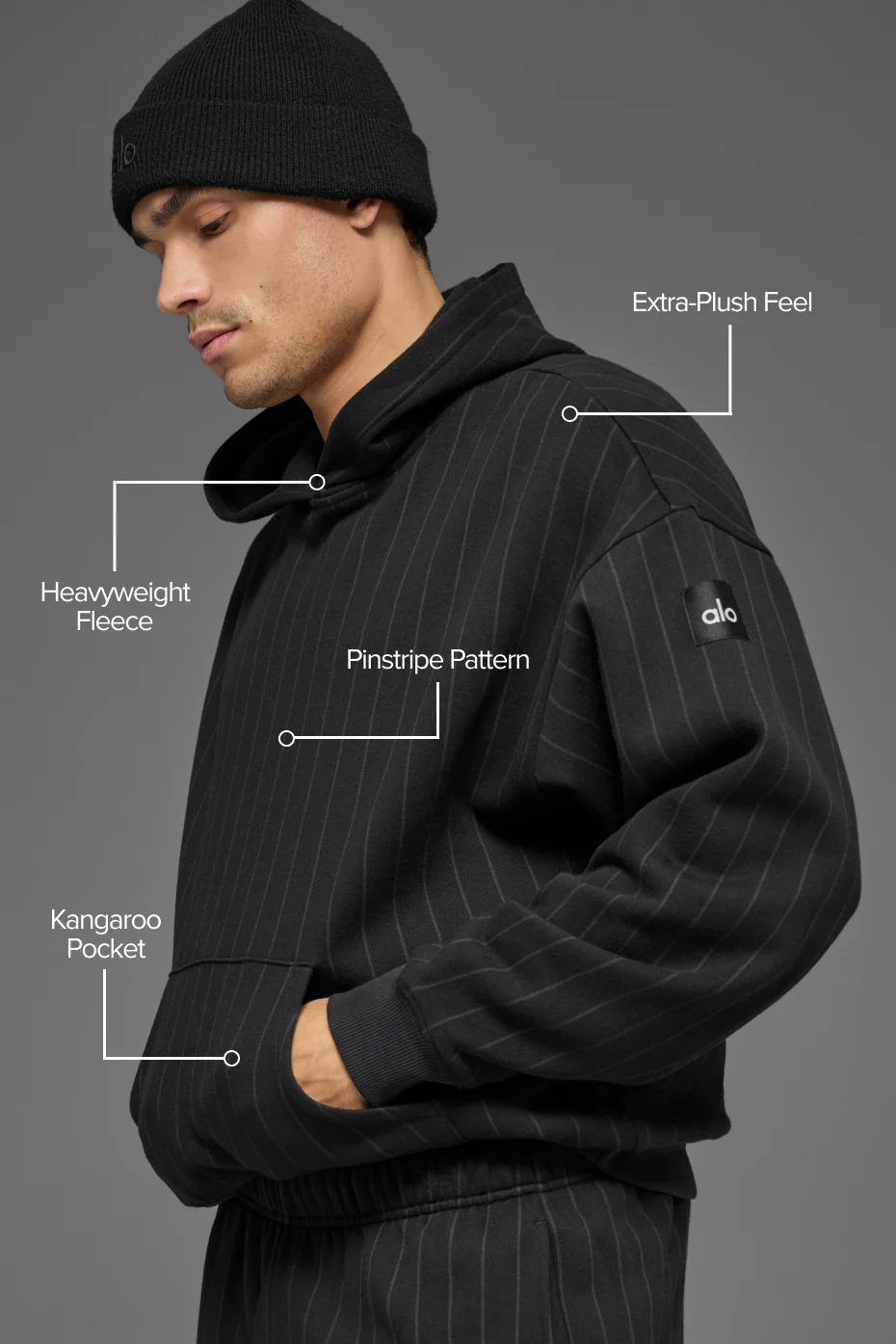 Pinstripe Hoodie - Black Pinstripe