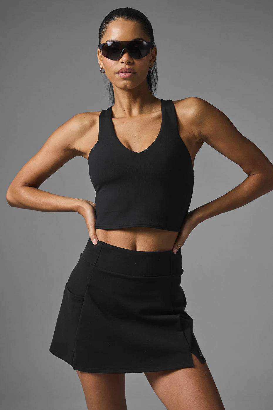 Airbrush High-Waist Good Form Tennis Skirt - Black