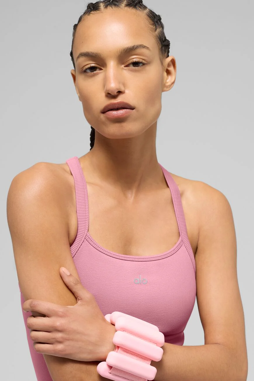 Seamless Ribbed Favorite Full Length Bra Tank - Pink Wild Rose