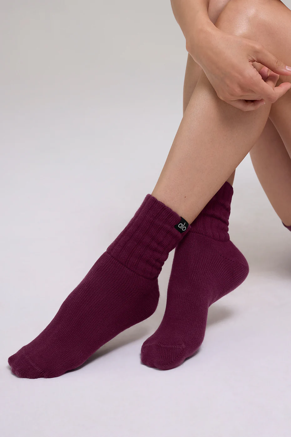 Unisex Half-Crew Scrunch Sock - Burgundy