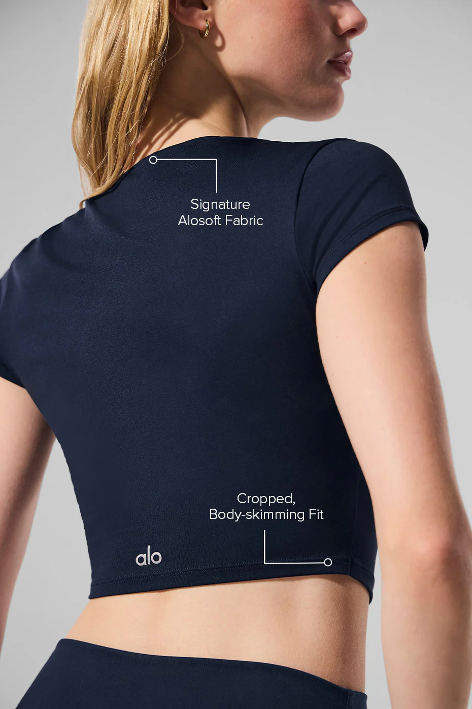 Alosoft Crop Finesse Short Sleeve - Navy