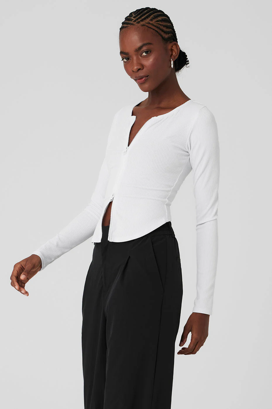 Ribbed Stardust Long Sleeve - White