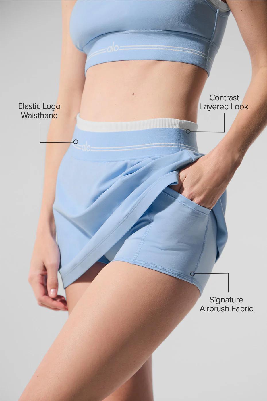 Airbrush Better Together Tennis Skirt - Seashell Blue/White