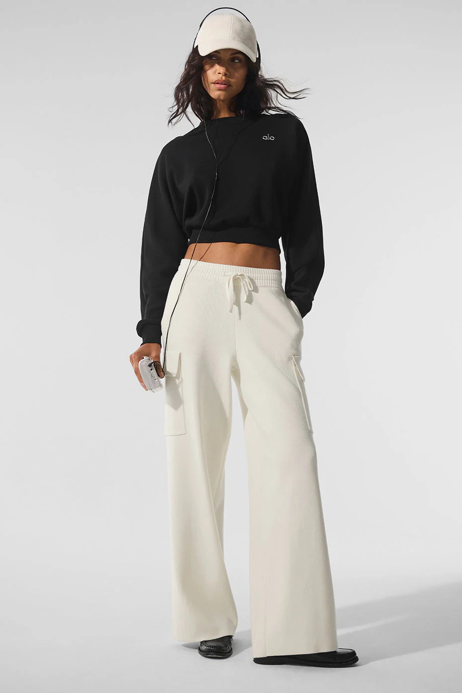 Scholar Knit High-Waist Cargo Pant - Ivory