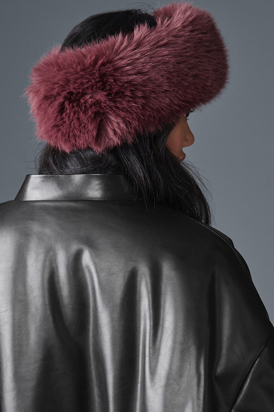 Opulent Faux Fur Wintersun Headband - Burgundy Truffle