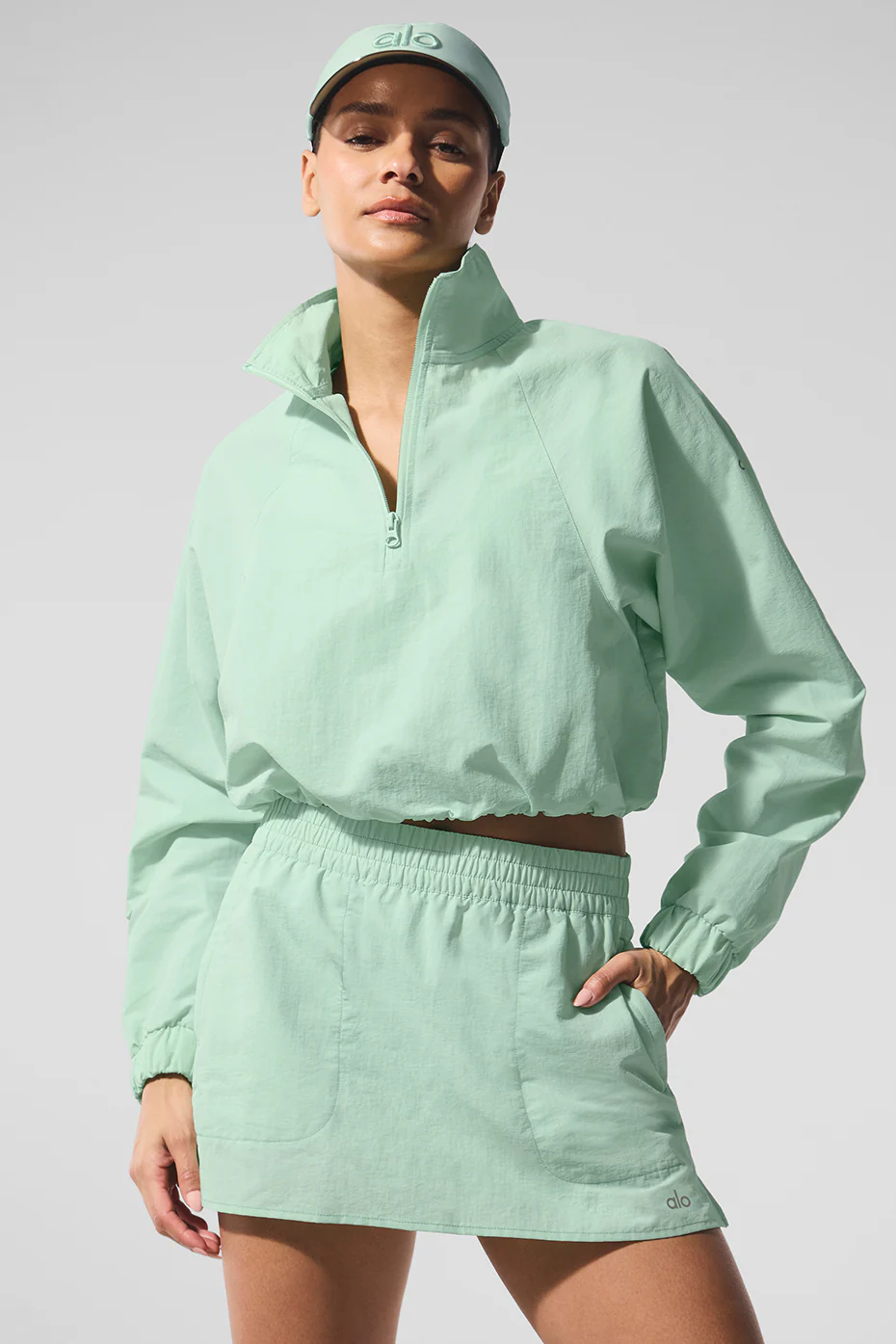 Cropped 1/4 Zip Alumni Pullover - Spearmint