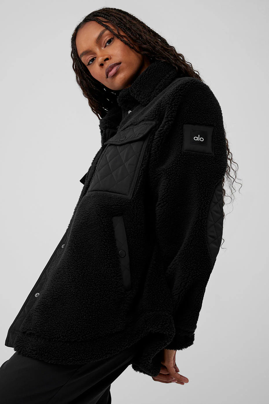 Sherpa Edge Shacket - Black